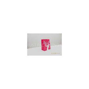 Weddings Birthday Shopping 128gsm Art Pink Paper Gift Bags With Silver Hot Stamping