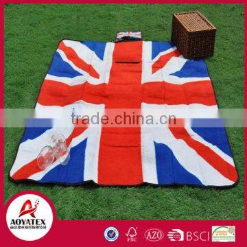 National flag printing polar fleece custom portable waterproof folding picnic blanket