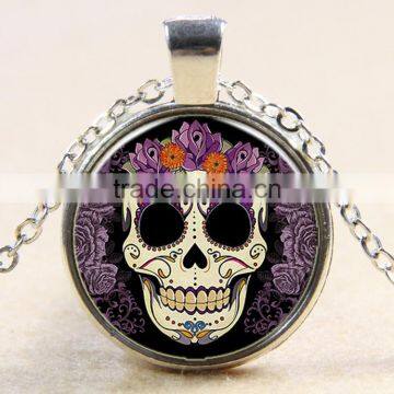 XP-TGN-S-101 Best Price Vintage Meaningful Dome Pendant Antique Diy Image Skull Glass Cabochon Necklace For Promotional Gift