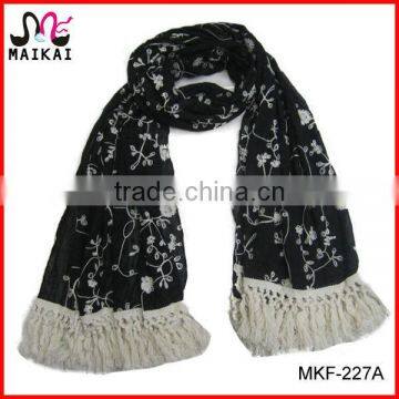 Wholesale new fashion lady's embroidery cotton shawl scarf