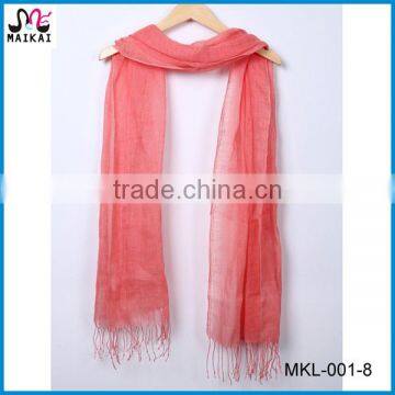 High quality solid colour lady's fashionable linen scarf