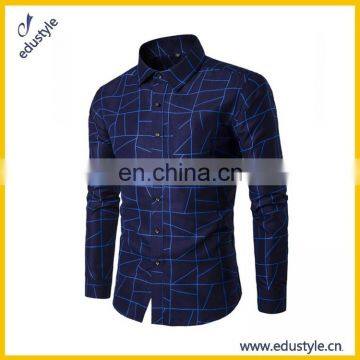 Personalized Cotton Polyester Blue Mens Shirts Casual