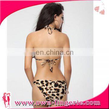 2017 new leopard printed mature bandage bikini sexy beachwear