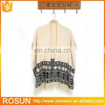 China Wholesale Knitting Patterns Cardigan Sweater Ladies Poncho Sweater With Tassels