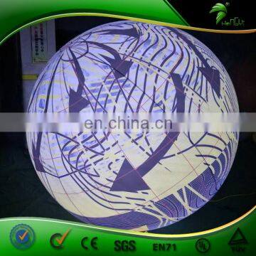 Vivid Full Printing Giant Inflatable Lighting Sphere , Inflatable LED Balloon Party Decoration , PVC Hanging Advertising Globe