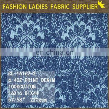 100% denim fabric print denim jeans