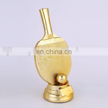 Gold plated table tennis resin trophy for winner