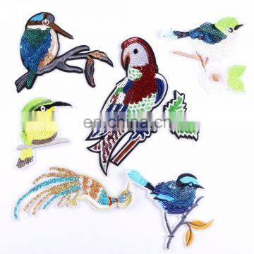 Cute Iron On Sequin Embroidery Birds Patches Applique