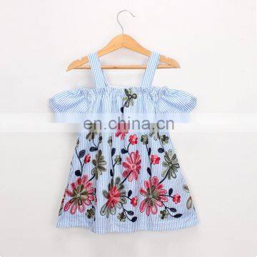 Girl Flower Applique Spaghetti Strap Dress Baby Summer Dress For Kids photo-3
