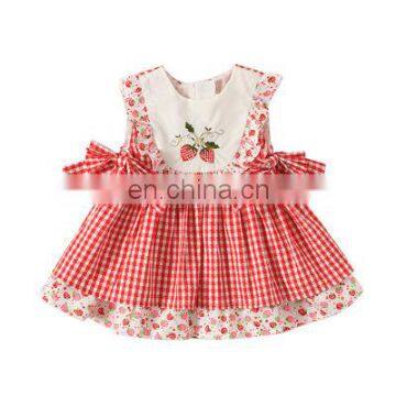 2020 Summer Girls Plaid Dress Sweet Princess Toddler Baby Girl Embroidery Cute Clothing Wholesale