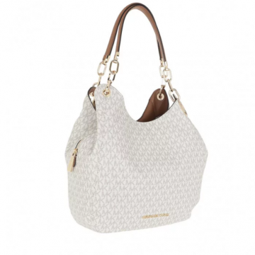 Solid casual large chain Shoulder Handbag Vanilla