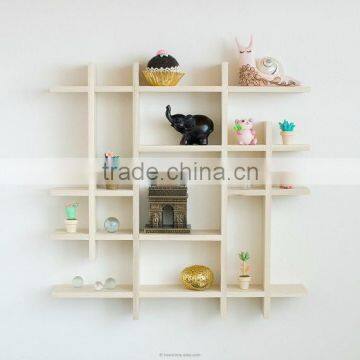 Accept OEM unfinished wooden wall decorative shelf unit