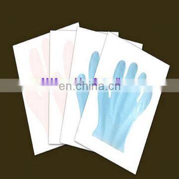 pe/cpe/eva glove with paper two gloves attached on paper for hair dye glove making machine