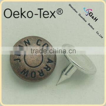 9.5mm customized jean jacket rivets in anti-copper color