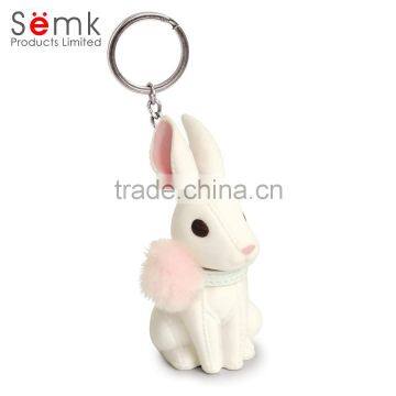 Novelty cute rabbit animal design pvc plain metal material key rings