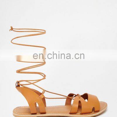Women Simple Design Brown Beautiful Flat Lace up Shoes Ladies Sandals ( Also Available in Leather) photo-3