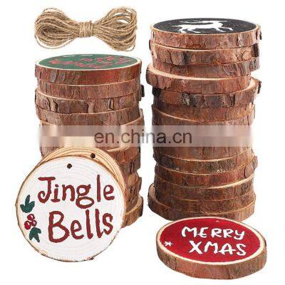 unfinished christmas decoration round wooden slice with hole ornament DIY crafts