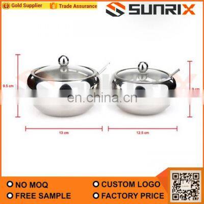 Best Selling Stainless Steel Drum Shaped Bowl With Glass Lid And Spoon photo-4