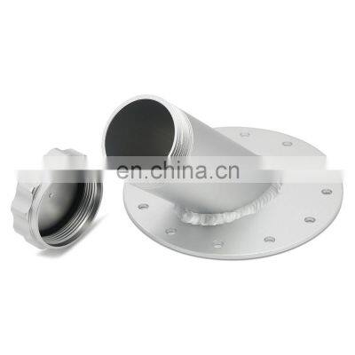 45 Degree Filler Neck fuel cell cap billet aluminum, 12cm racing fuel cell tank cap silver