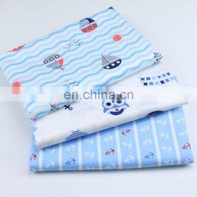 Cartoon Owl sailing boat printed cotton print navy baby summer blanket sleeping children cotton fabric