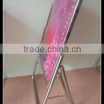 Folding Advertising Sign Display Stand- Silver Stainless Steels Floor Stand-Metal Manu Sign Board photo-2
