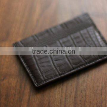 High Quality Wholesale Handmade Black Color Genuine Real Crocodile Alligator Skin Leather Credit Card Holder Purse Pocket Wallet photo-3