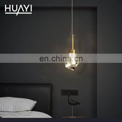 HUAYI Nordic Style Indoor Living Room Hotel French Pendant Light Modern Iron Crystal LED Chandelier