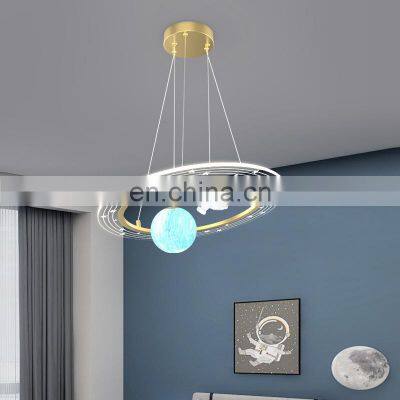 Round Pendant Light Modern Astronaut Led Hanging Lights Simple Creative LED Chandelier For Children Room