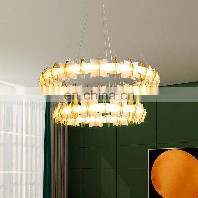 High Lumen Decorative Circle Hanging Light Modern Acrylic Vintage Color Changing Led Chandeliers Pendant Lights Lamp photo-5