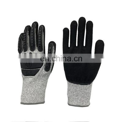 Sandy Nitrile Coated Cut Resistant Gloves Level 5 Protection Anti-cutting Gloves Impact Heavy Duty Gloves