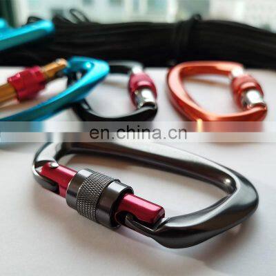 Wholesale Good Quality D Shape Lightweight Aluminum Climbing Carabiner With Snap Lock Aluminium Metal Mini Screw Lock Rock Climb photo-5