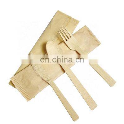 Organic Natural Disposable Bamboo Cutlery / Flatware Set 170mm Length Bamboo Fork Spoon Knife