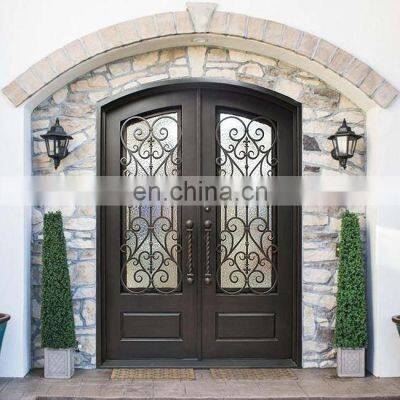 high security house entry strong metal prehung double swing design popular exterior villa modern front wrought iron door