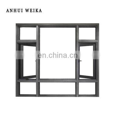 Thermal Break Aluminum Casement Window Double Toughened Glass with retractable screen for window