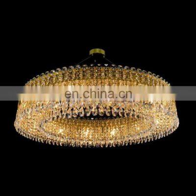 Modern Contemporary Crystal Chandelier with LED Light Iron and Glass Lamp Body Luxury Hanging Light Fixtures for Living Room