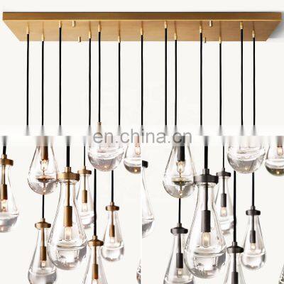 Modern Industrial Rain Drop Pendant Light Chandelier With Unique Glass Shade For Kitchen Island Living Room Bedroom Dining Room