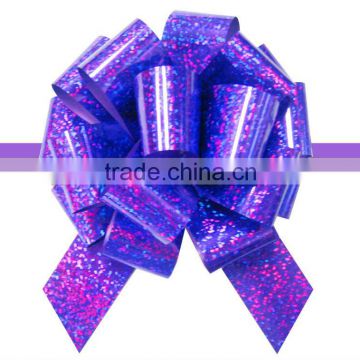 HOT SALE! Holographic Purple PP Butterfly Ribbon Pull Bow for Wedding /Birthday Flower Decoration