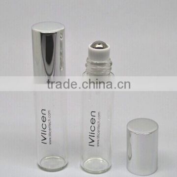 hotsale 5ml mini tubuler glass vial with metal roller ball and shiny silver metal cap