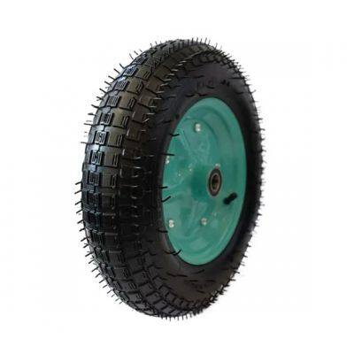 14 Inch 3.50-8 Straight Pattern Wheelbarrow Wheel Tire Rubber Pneumatic Wheel Green Rim for Europe