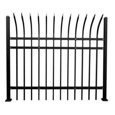 Wholesale Security Residential Wrought Iron Fencing Black Steel Spear Top Curved Metal Fence Panel Low Maintenance 3D Model photo-4