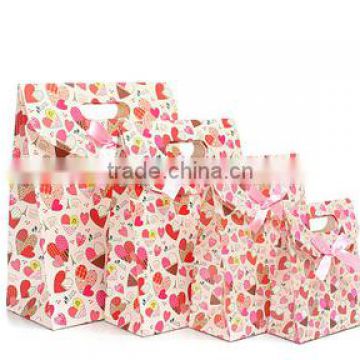 Big Middle Small of New exquisite gift paper bag, pink hearts gluing paper bag hot-selling