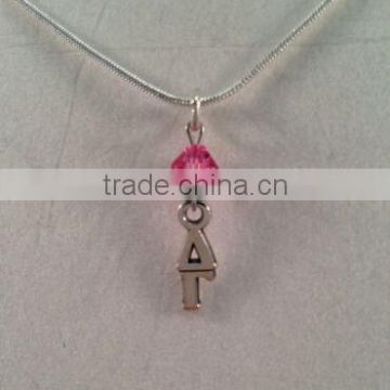 Delta Gamma Sterling Silver Crystal Charm with Necklace custom jewelry