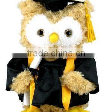 Singing Dancing Graduation Owl Plush Toy /Stuffed Musical Toy Owl Wearing Graduation Dress/Soft Owl of Graduation Gift