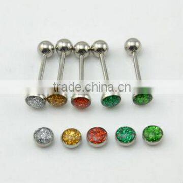 Logo Tongue straight Barbell Bar ball Ring piercing