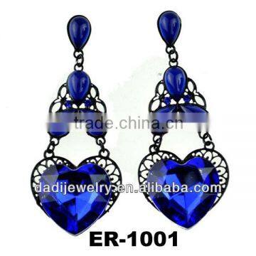 Fashion Europelong Chandelier crystal triangle India drop heart Earring ear stud Jewelry