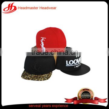 Wholesale Custom plain embroidered blank leopard brim snapback hip-hop cap