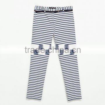 Ladies striped with belt casual pants