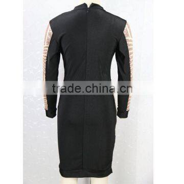 Womens Sexy Gold Sequin Bodycon Dress Long Sleeve Club Dress photo-3