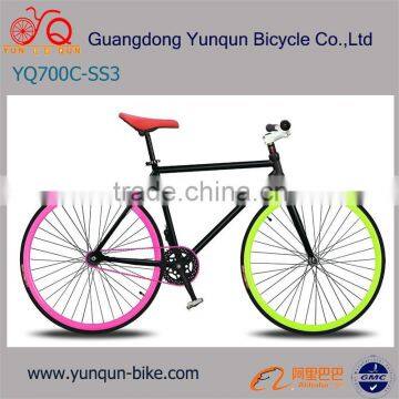 Wholesale Price Track Bike with Colourful Big rim /700C fixed gear bicycle/ rainbow color fixie bikes