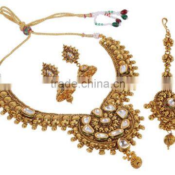 Indian Traditional Kundan Studded Bollywood Style Gold Plated Necklace Sets photo-2